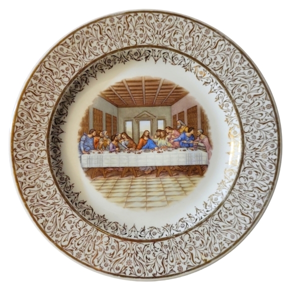 THE LAST SUPPER" 10" COLLECTOR PLATE W/23K GOLD ACCENTS  HANCOCK CO Dallas TEXAS - Picture 1 of 3